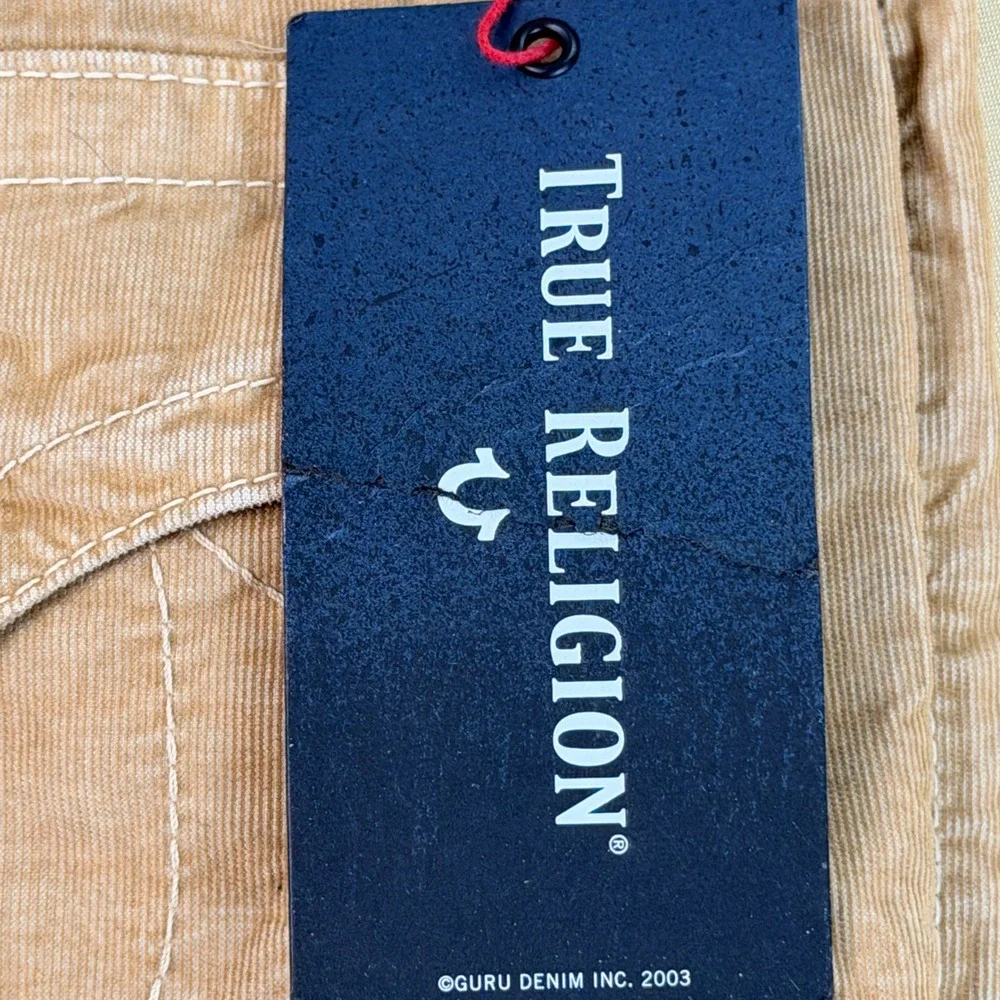 True Religion Ricky Corduroy Pants Mens 32 Straw Tan Relaxed Straight NWT